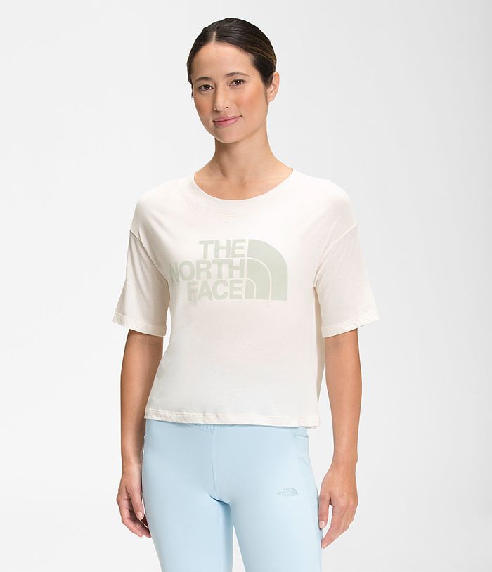 The North Face T-Shirts Short Sleeve Half Dome Cropped White - Womens - Thailand BXZKY-2673